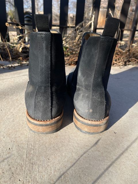Photo by thelibertytree on March 5, 2023 of the Mark Albert Chelsea Boot in C.F. Stead Black Waxy Commander Suede.