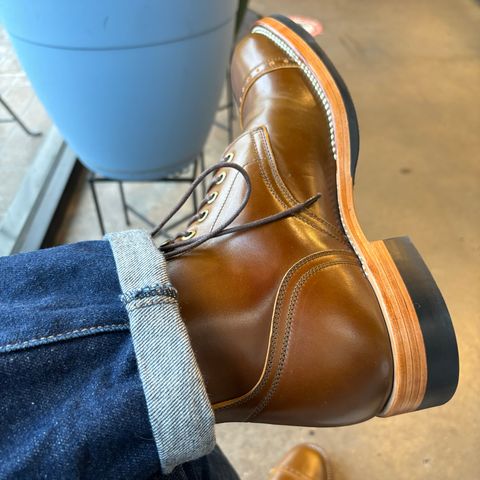 Photo by brianscotty on April 25, 2024 of the Briselblack Borneo in Shinki Cognac Shell Cordovan.