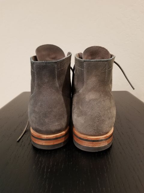 Photo by EzSteve on November 5, 2022 of the Viberg Service Boot in C.F. Stead Anthracite Waxed Roughout.