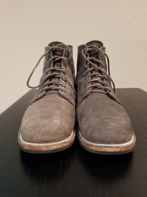 Photo by EzSteve on April 6, 2023 of the Viberg Service Boot in C.F. Stead Anthracite Waxed Roughout.