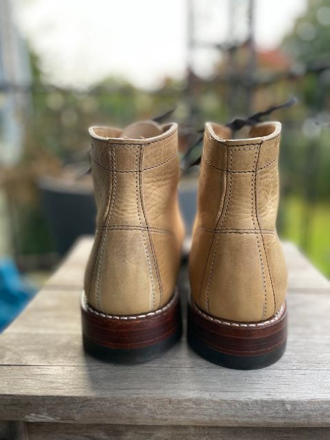 Photo by Bob_Loblaw on October 5, 2022 of the Wolverine 1000 Mile Plain-Toe Boot in Horween Olive Tanned.