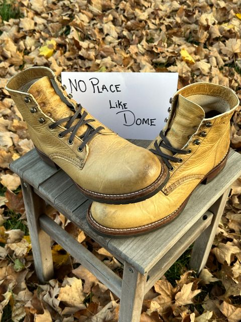 Photo by Bob_Loblaw on November 4, 2022 of the Wolverine 1000 Mile Plain-Toe Boot in Horween Olive Tanned.