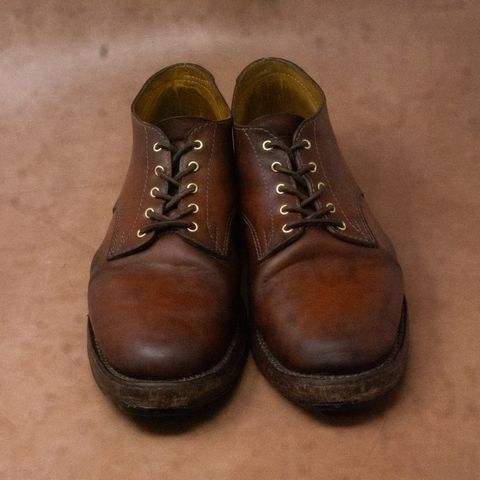 Photo by ifticar2 on March 5, 2025 of the Oldspeed MFG Derby in Horween Russet Horsehide Strips.