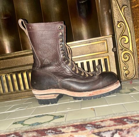 Photo by BigMunnyMunro on October 25, 2025 of the Canada West Boots Red Dog Lace To Toe CSA Logger - 34363 in Seidel Red Dog Oil Tan.