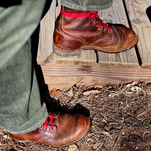 Photo by Zeonic on January 25, 2025 of the Red Wing Iron Ranger in S.B. Foot Copper Rough and Tough.