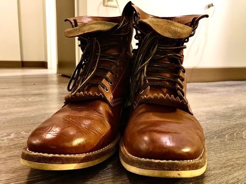 Photo by blinkerfluid on October 18, 2023 of the Onderhoud SVC02 Packer Boot in Badalassi Carlo Cognac Minerva.