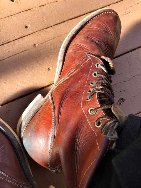 Photo by blinkerfluid on March 2, 2024 of the Onderhoud SVC02 Packer Boot in Badalassi Carlo Cognac Minerva.