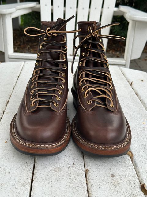 Photo by incorrectpath on October 1, 2025 of the White's 355 Cutter in Horween Brown Chromexcel.
