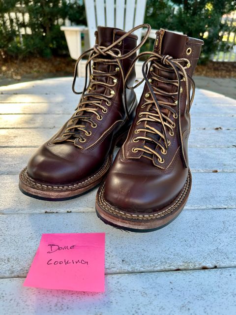 Photo by incorrectpath on November 2, 2025 of the White's 355 Cutter in Horween Brown Chromexcel.