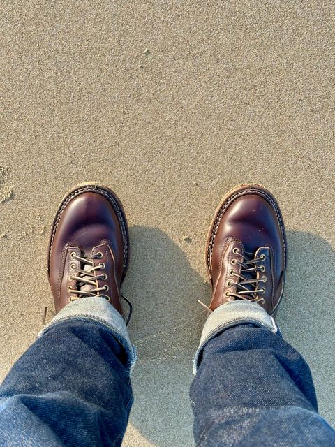Photo by incorrectpath on December 1, 2025 of the White's 355 Cutter in Horween Brown Chromexcel.