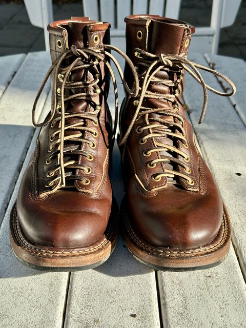 Photo by incorrectpath on December 1, 2025 of the White's 355 Cutter in Horween Brown Chromexcel.