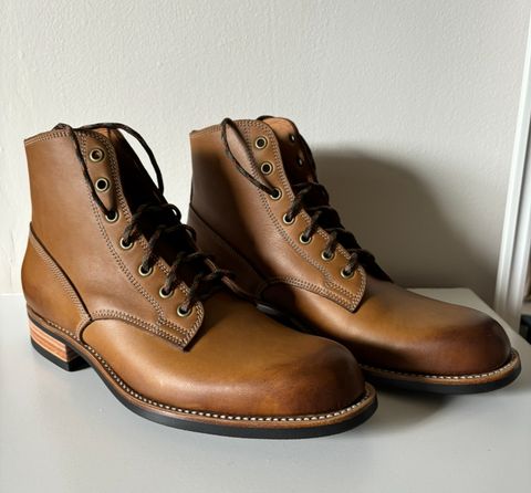 Photo by Asian on August 22, 2024 of the Wootten Gordon in Tannery Geelong, Vic. Saddle Tan Bovine.