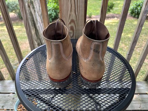 Photo by Asian on August 28, 2025 of the Oldspeed MFG Henry Johnson Trench Boot in Horween Natural Chromexcel Roughout.