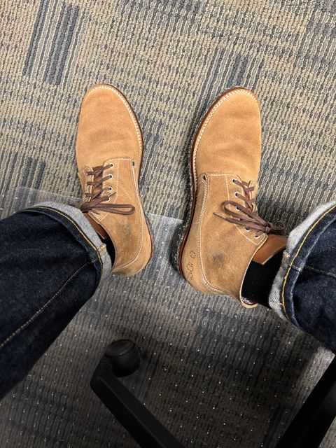 Photo by Asian on August 27, 2025 of the Oldspeed MFG Henry Johnson Trench Boot in Horween Natural Chromexcel Roughout.