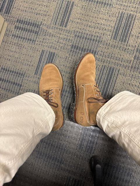 Photo by Asian on January 23, 2026 of the Oldspeed MFG Henry Johnson Trench Boot in Horween Natural Chromexcel Roughout.