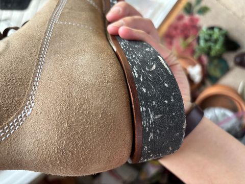 Photo by Asian on May 13, 2025 of the Oldspeed MFG Henry Johnson Trench Boot in Horween Natural Chromexcel Roughout.