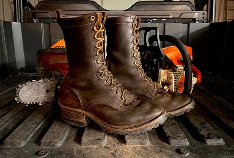 Photo by Lumberman on April 28, 2023 of the Nicks Hot Shot in Seidel Chocolate Oil Tan Roughout.