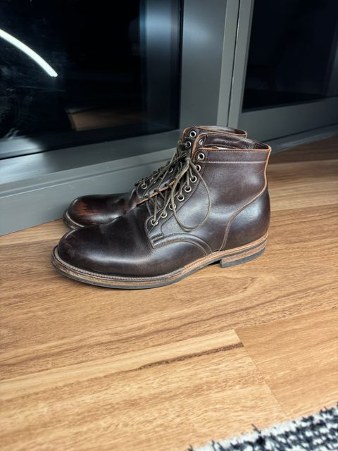 Photo by cordoman on March 6, 2024 of the Viberg Service Boot in Horween Brown Wooly.