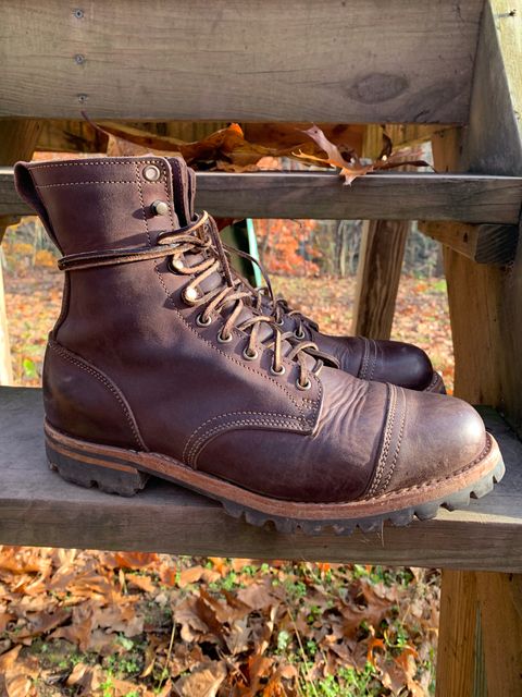 Photo by tinytopey on November 2, 2022 of the Truman Upland Boot in Horween Java Predator.