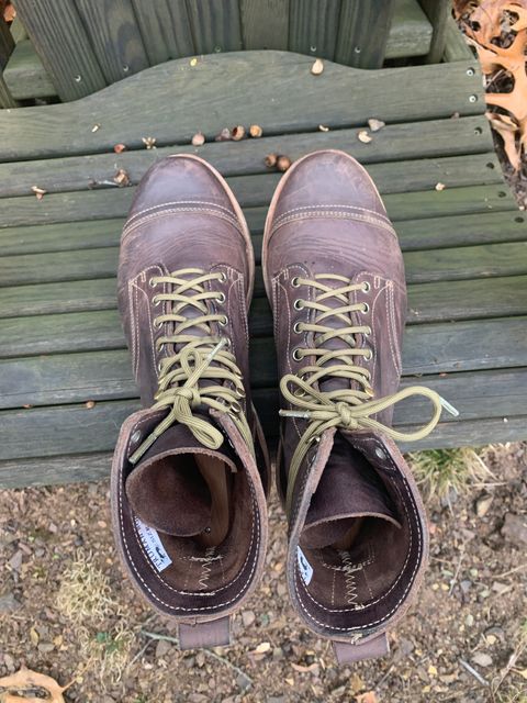 Photo by tinytopey on January 4, 2023 of the Truman Upland Boot in Horween Java Predator.