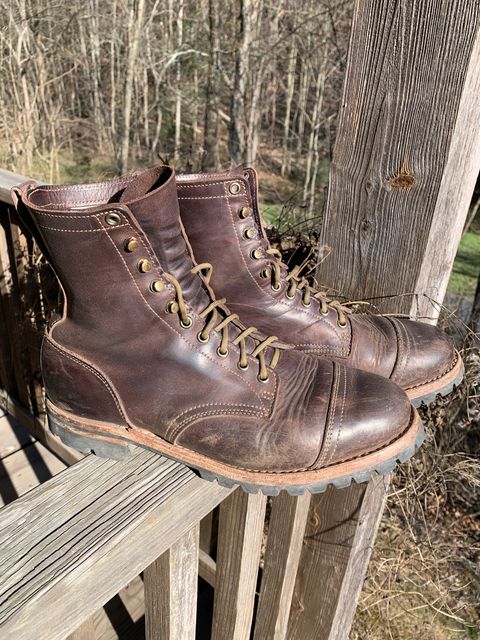 Photo by tinytopey on April 2, 2023 of the Truman Upland Boot in Horween Java Predator.