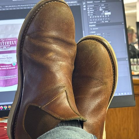 Photo by tinytopey on November 17, 2025 of the Thursday General Purpose Chelsea in Safari Waxed Roughout.