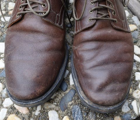 Photo by madeofbirds on February 4, 2023 of the Viberg Service Boot in Maryam Brown Washed Camel.