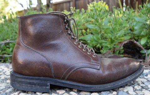 Photo by madeofbirds on March 3, 2023 of the Viberg Service Boot in Maryam Brown Washed Camel.