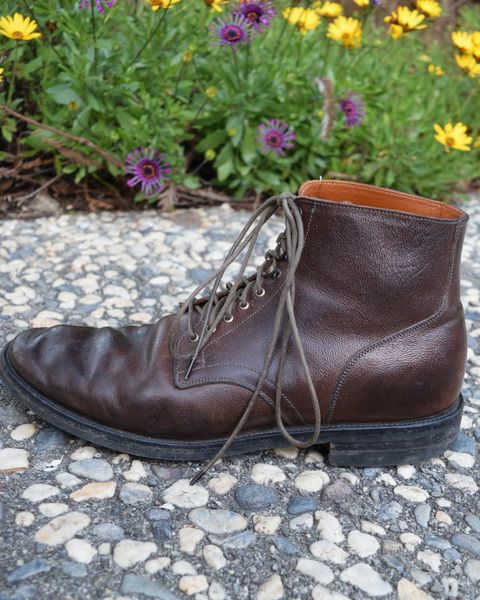 Photo by madeofbirds on April 2, 2023 of the Viberg Service Boot in Maryam Brown Washed Camel.