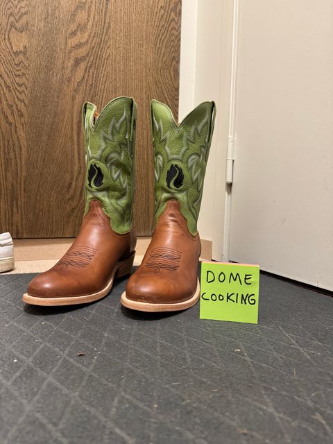 Photo by gear on November 1, 2025 of the Drew's Boots Shitkicker Cowboy Boots in Brown Smooth.