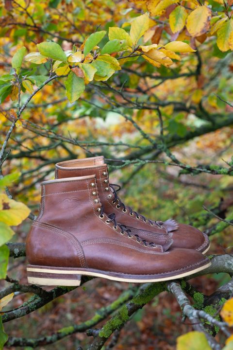 Photo by baschdln on November 3, 2023 of the Self-Made Lace To Toe in Austrian Cow Leather, vegetable Tanned, (reversed) waxed flesh.