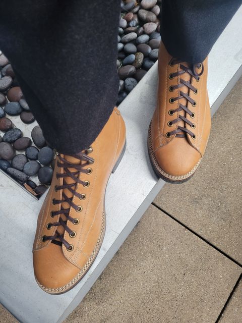 Photo by sacerdos9287 on December 6, 2023 of the Onderhoud LCV02 Monkey Boot in Horween Natural Pioneer Reindeer.