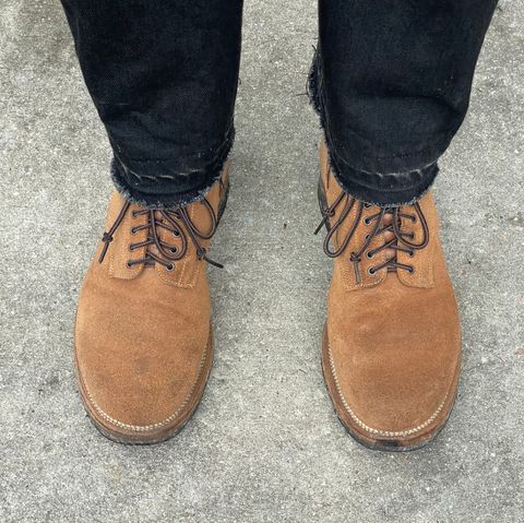 Photo by RemyTwotimes on June 14, 2025 of the Viberg N1 Boot in Horween Marine Field Roughout.