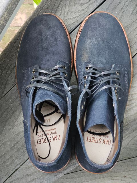Photo by basboy on October 1, 2023 of the Oak Street Bootmakers Field Boot in Horween Natural Indigo Chromexcel Roughout.
