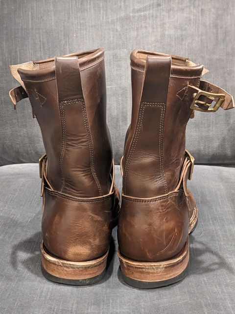 Photo by Trim_Man on April 5, 2023 of the Viberg Engineer in Horween Brown Chromexcel Horsebutt.