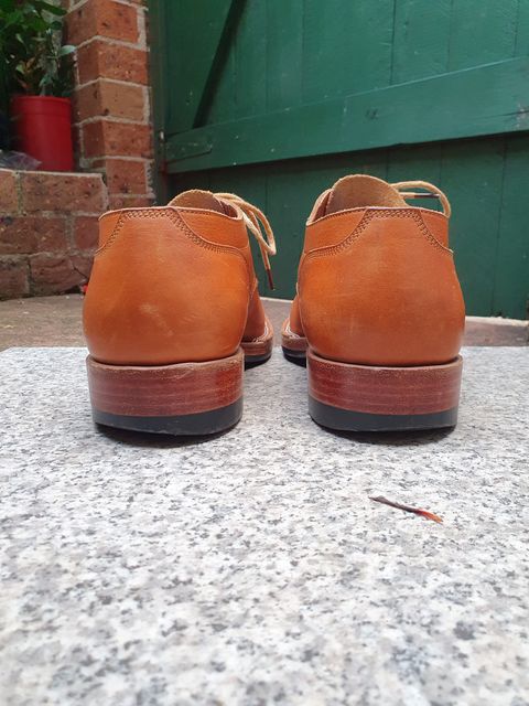 Photo by jasonissm on February 2, 2024 of the Onderhoud LVL01 Derby Boot in Tochigi Oil Vachetta #1 Light Brown.