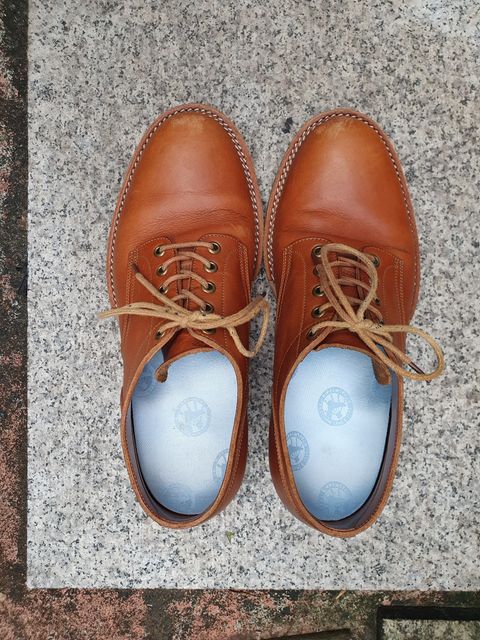 Photo by jasonissm on February 2, 2024 of the Onderhoud LVL01 Derby Boot in Tochigi Oil Vachetta #1 Light Brown.