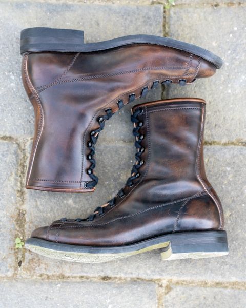 Photo by JJJJerome on November 5, 2022 of the Flame Panda Monkey Boot in Maryam Natural Horsebutt.