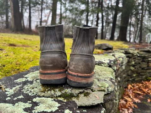 Photo by thewampus on January 1, 2025 of the Nicks MTO in Horween Steel Predator.