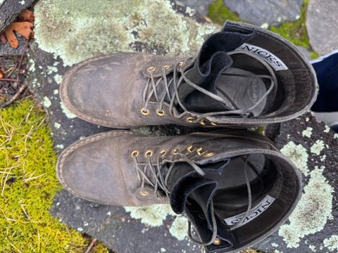 Photo by thewampus on January 1, 2025 of the Nicks MTO in Horween Steel Predator.