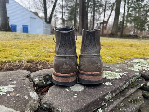 Photo by thewampus on April 1, 2025 of the Nicks MTO in Horween Steel Predator.
