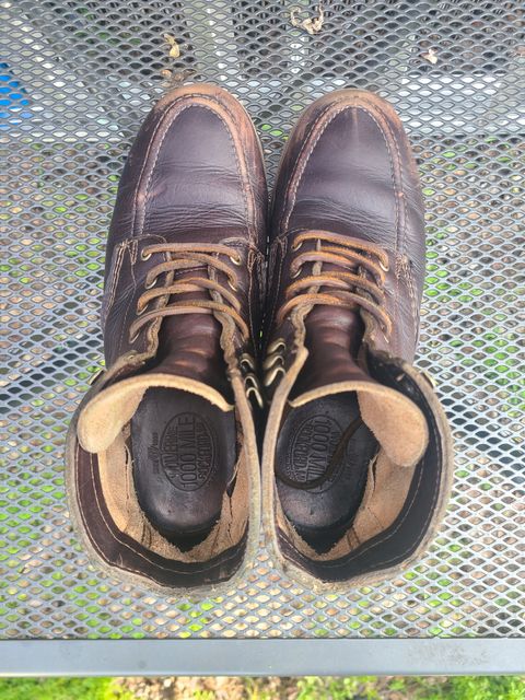 Photo by TheSlickBastard on February 1, 2023 of the Wolverine 1000 Mile Moc-Toe Boot in Horween Arabica Lux Calfskin.