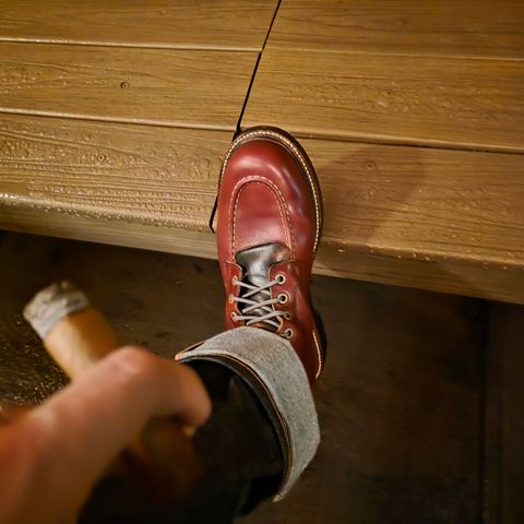 Photo by kananaios on January 4, 2026 of the Grant Stone Brass Boot in Horween Color 8 Chromexcel.