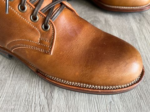 Photo by stuntman on October 11, 2023 of the Viberg Service Boot in Shinki Cognac Latigo Horsehide.