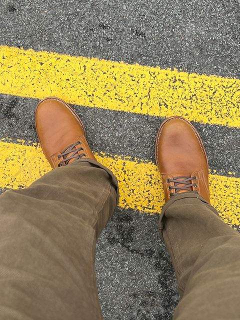 Photo by stuntman on November 6, 2023 of the Viberg Service Boot in Shinki Cognac Latigo Horsehide.