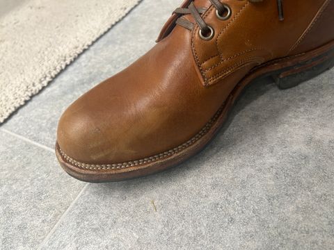 Photo by stuntman on March 23, 2024 of the Viberg Service Boot in Shinki Cognac Latigo Horsehide.