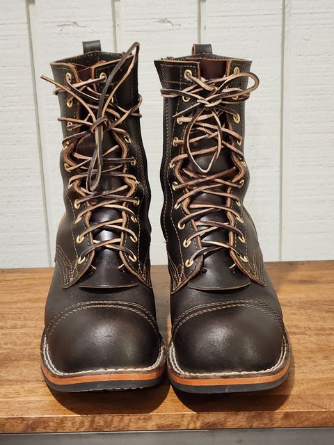 Photo by kevinyarrington on November 2, 2023 of the Nicks Patrol Boot in Horween Brown Waxed Flesh.