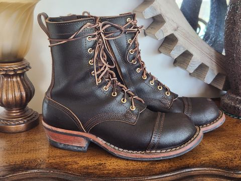 Photo by kevinyarrington on April 5, 2024 of the Nicks Patrol Boot in Horween Brown Waxed Flesh.