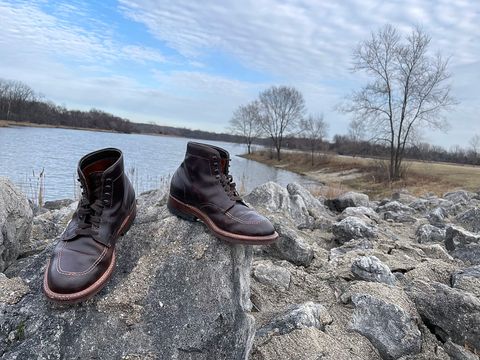 Photo by ThisIsFrankLucas on March 5, 2023 of the Alden Indy Boot in Horween Brown Chromexcel.