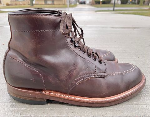 Photo by ThisIsFrankLucas on April 5, 2023 of the Alden Indy Boot in Horween Brown Chromexcel.
